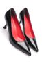 Shoper Black Patent Leather Mid-Heel Pointed-Toe Stiletto Women's Shoes.