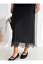 Lace Detail Satin Long Skirt - 6