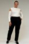 59043 Large Size High Waist Elastic Steel Pants - Black
