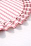 Linen Frilly Placemat American Style Set of 6 Pink and White Striped 40 cm Round - 2