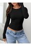 Women's Long Sleeve Crew Neck Combed Cotton Bodysuit - 3