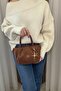 Women's Tan Nubuck Handbag - Adjustable Long Strap, with Charm Gift - Fibag