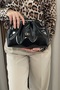 Women's Shiny Black Handbag - Scholarship, Long Strap - Fibag - 2