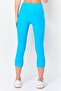 Women Tight Fit Brand Logo Training 3/4 Leggings, Turquoise - 3