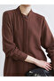 Brown judge collar women's shirt tunic from plus-store - 3