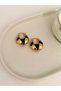 Black Detail Ring Gold Steel Women's Earrings - 2