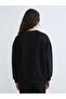 Black Crew Neck Oversized Women's Thick Sweatshirt - 4
