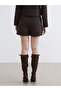 Two Mt Shop Quality Lcw Vision Brown Tweed Plain Mini Women's Shorts Skirt - 4