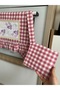 Purple Gingham Cross-Stitch Detailed Ruffled Stove Cover X Holder (Cross-Stitch Pattern May Vary) - 2