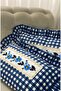 Navy Blue Gingham Cross-Stitch Detailed Throw Pillow Cover (Price Is Per Piece/Cross-Stitch Model May Vary) - 2
