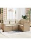 4 Piece Garden Sofa Set with Cushions Beige Poly Rattan