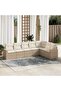 7 Piece Garden Sofa Set with Cushions Beige Poly Rattan