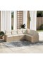 6 Piece Garden Sofa Set with Cushions Beige Poly Rattan