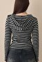 Black Gray Henrey Collar Y2K Hooded Long Sleeve Crop - 3