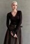 Brown V-Neck Lace Women's Blouse Mg2633 - 2