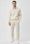 Men's Beige Raglan Sleeve Roberto Buttoned Sweat Wide Leg Green Tracksuit Bottom and Top Set
