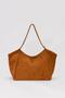 Large Shoulder Bag with Coffee-Colored Long Chain Strap