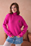 Women's Turtleneck Embroidery Detail Soft Textured Basic Knitwear Sweater 214430