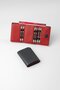 Genuine Leather Unisex Wallet with Hidden Magnet Detail - 13708 - Navy Blue/Red