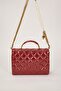 Shoulder Bag with Red Pearl and Heart Accessory Detail - 4