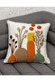 Punch Embroidery Pattern Digital Printed Yellow Orange Coffee Autumn Themed 2-Piece Throw Pillow Cover - 2