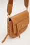 Coffee-colored shoulder bag with front zipper detail. - 2
