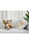 Punch Embroidery Patterned Digital Printed Coffee Green Orange Autumn Themed 2-Piece Throw Pillow Cover