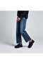 Navy Blue Suede Genuine Leather Lace-Up Thick Patterned Sole Women's Daily Casual Shoes - 4