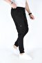 Men's Black Cargo Pocket Lycra Cargo Pocket Trousers with Elastic Waist