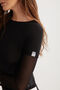 Maurice Women's Tulle Mesh Fabric Double Product Look Label Asymmetric Black Blouse - 4