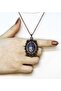 Natural Stone Amethyst Natural Stone Flower Patterned Authentic Women's Necklace with 45 cm Chain Euk31Amt