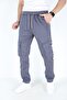 Men's Light Gray Cargo Pocket Pockets Elastic Waist Stretch Fabric Cargo Pocket Trousers - 2
