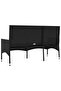 3-Seater Garden Bench with Cushions Black Poly Rattan - 5