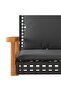 Garden Bench with Cushion Black Poly Rattan Acacia Wood - 6
