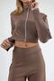 Modal Textured Zippered Collar High Waist Wide Leg Two Piece Set Berşan Collection - 6