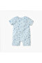 Graphic Print Romper with Short Sleeves and Button Closure - 2