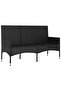 3-Seater Garden Bench with Cushions Black Poly Rattan - 2
