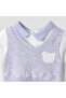 Collared Sleepsuit with Bear Applique - Cotton - Long Sleeves - 3