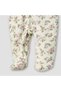 Floral Print Hooded Fleece Sleepsuit with Long Sleeves - 4
