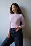 Women's Pink Ultra Soft Stretchy Crew Neck Basic Blouse - 5