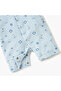 Graphic Print Romper with Short Sleeves and Button Closure - 4