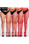 4 Pieces Women's Fishnet Pantyhose Red Small Mesh Wide Mesh Set of 4