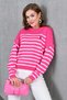 Women's Crew Neck Embroidered Striped Knit Sweater 10272.Ctn - 2