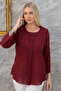Plus Size Crew Neck Long Sleeve Relaxed Fit Stylish Women's Blouse - 2