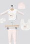 Newborn Baby Girl Hospital Discharge Set 10 Pieces 100% Cotton Bear Embroidered Pink Striped - 4