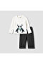 Boys Sweater and Pants Set with Panda Detail - Polyester Blend - Long Sleeves - Crew Neck