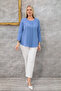 Plus Size Crew Neck Long Sleeve Relaxed Fit Stylish Women's Blouse - 5