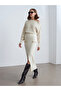 80127 Accessory Detailed Slit Knitwear Skirt-Cream - 5