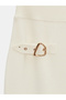 80127 Accessory Detailed Slit Knitwear Skirt-Cream - 8