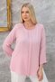 Plus Size Crew Neck Long Sleeve Relaxed Fit Stylish Women's Blouse